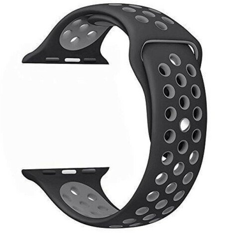 Curea iUni compatibila cu Apple Watch 1/2/3/4/5/6/7, 40mm, Silicon Sport, Negru/Argintiu