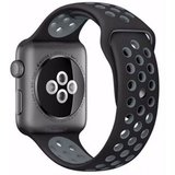 Curea iUni compatibila cu Apple Watch 1/2/3/4/5/6/7, 40mm, Silicon Sport, Negru/Argintiu